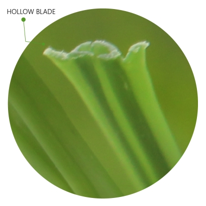 Hollow blade artificial grass synthetic turf blades design to keep moisture inside