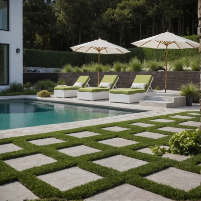 San Jose, California synthetic lawn, swimming pool