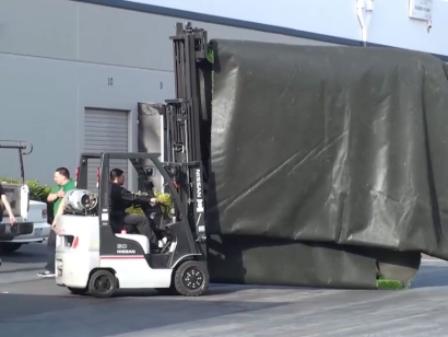 Forklift Pulling Synthetic Grass