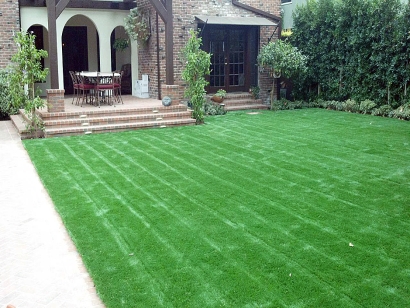 Backyard landscape yard garden with lawn stripes
