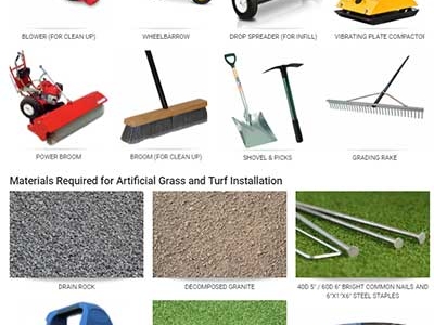 Artificial grass Installation tools you need, nails, infills, benderboard,rake, shovel