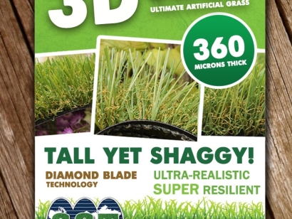 Synthetic turf 360 microns 3D grass tall yet shaggy diamond blade technology realistic resilient durable best artificial grass