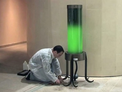 Living Microalgae Lamp Absorbs CO2 from the Air