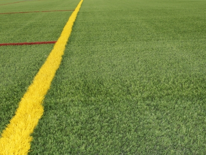 Sports stadium synthetic turf yellow line red line green turf multi-purpose field green grass artificial fake grass